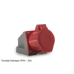 TOMADA IND SOB 2P+T 32A 380V VERM SOPRANO